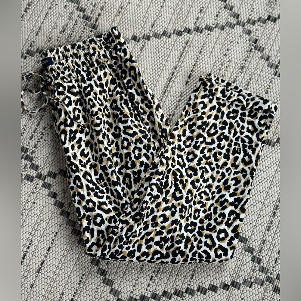 NWOT J Crew Linen Pant Leopard Size 6 - Picture 2 of 4